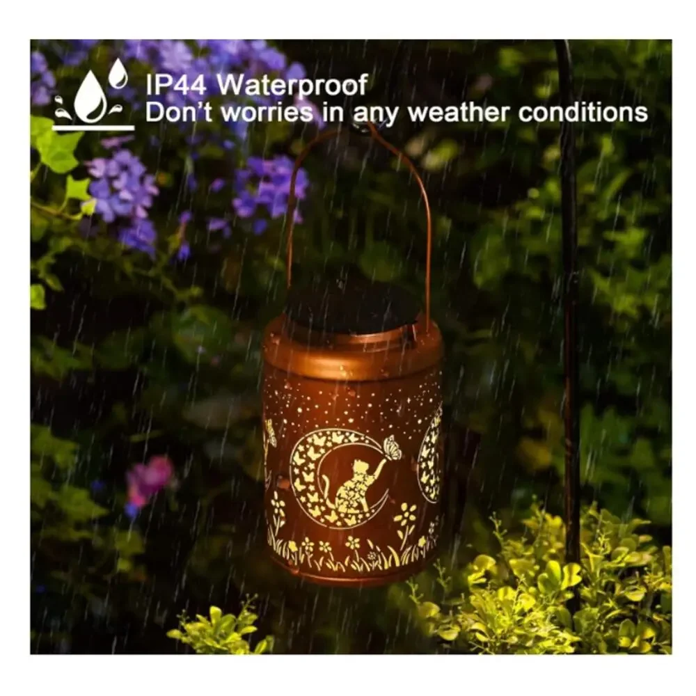 Cat design Solar Lanterns Outdoor Waterproof Hanging Solar Lights Metal